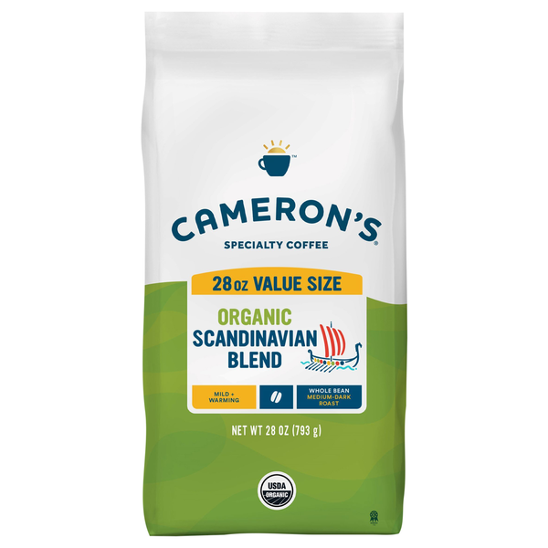 Cameron's Coffee, Organic, Whole Bean, Medium-Dark Roast, Scandinavian Blend, Value Size