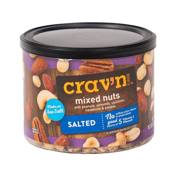 Crav'n Flavor Salted Mixed Nuts With Peanuts Almonds Cashews Hazelnuts & Pecans