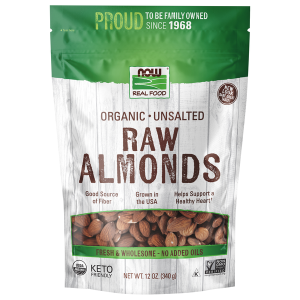 NOW Real Food Almonds, Organic, Raw, Unsalted