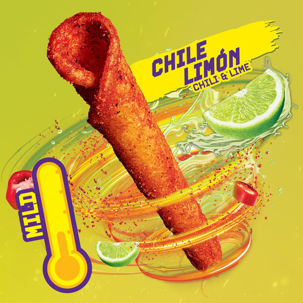 Takis Chile Limon 9.9 oz Sharing Size Bag, Chili & Lime Flavored Mild Spicy Rolled Tortilla Chips