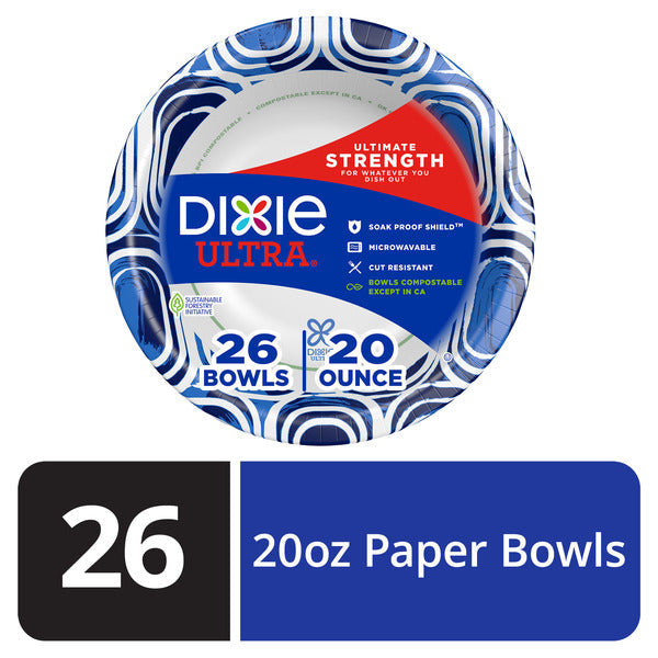 DIXIE Paper Bowls, 20oz Disposable Bowl (Designs May Vary)