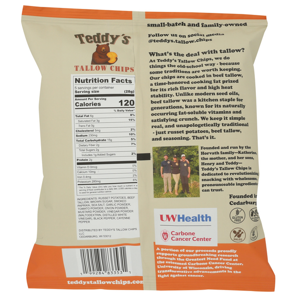 Teddy's Tallow Chips : Potato Chips Cooked In Beef Tallow.