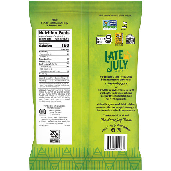 LATE JULY Snacks  Jalapeno Lime Tortilla Chips