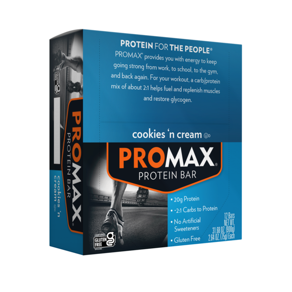 Promax Cookies 'n Cream, Gluten Free, 20g High Protein Bar