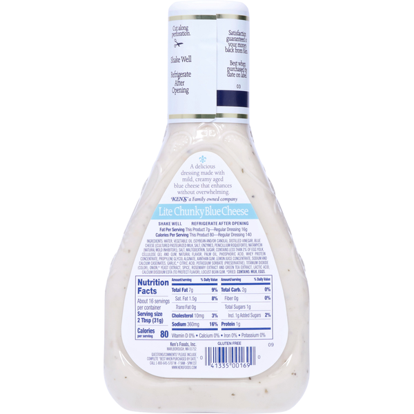 Ken's Steak House Dressing, Blue Cheese, Chunky, Lite