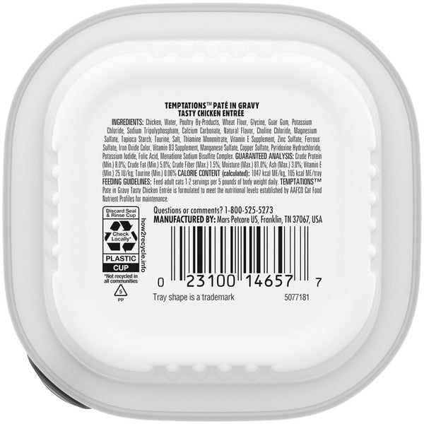 TEMPTATIONS Wet Cat Food, Tasty Chicken Flavor Pate in Gravy