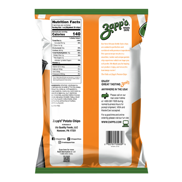 Zapp's Hotter 'N Hot Jalapeño New Orleans Kettle Style Potato Chips