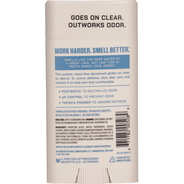 Duke Cannon Supply Co. Deodorant, Active, Superior/Fresh Water + Citrus