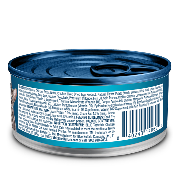 Blue Buffalo Tastefuls Natural Wet Food for Adult Cats, Chicken Entrée Morsels in Gravy