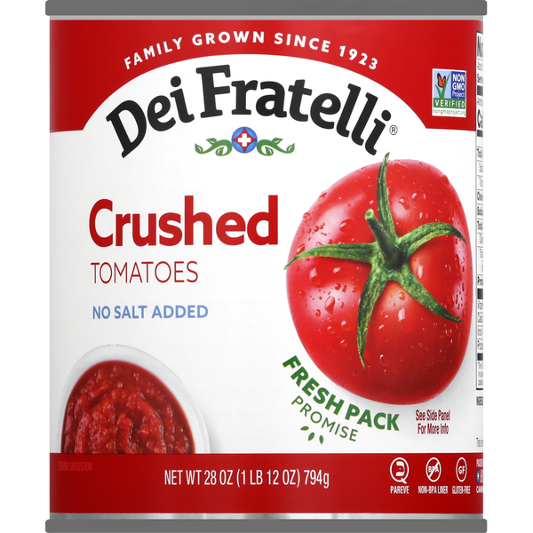Dei Fratelli Tomatoes, No Salt Added, Crushed