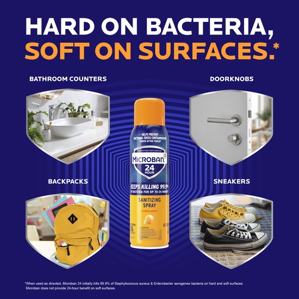 Microban 24 Hour Disinfectant Sanitizing Spray, Citrus Scent
