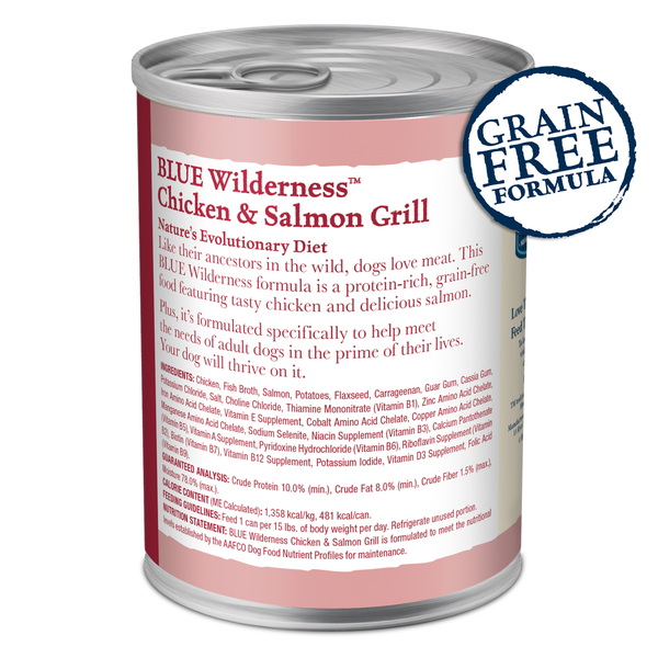 Blue Buffalo Wilderness High Protein, Natural Adult Wet Dog Food, Salmon & Chicken Grill