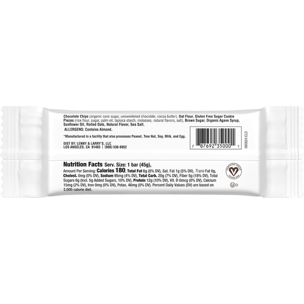 Lenny & Larry's Bar, Gluten Free, Chocolate Chip Cookie Dough