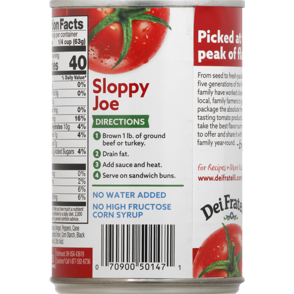 Dei Fratelli Sauce, Sloppy Joe