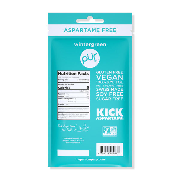 PUR Gum Wintergreen, Aspartame Free, 100% Xylitol, Natural Flavored Gum