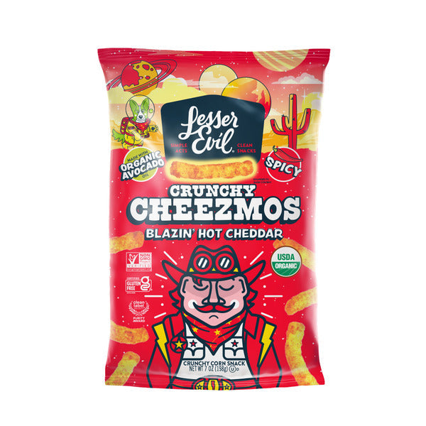 LesserEvil Cheezmos Blazin' Hot Cheddar