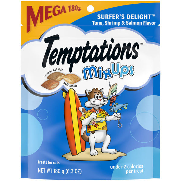 TEMPTATIONS MixUps Crunchy and Soft Cat Treats Surfers' Delight Flavor