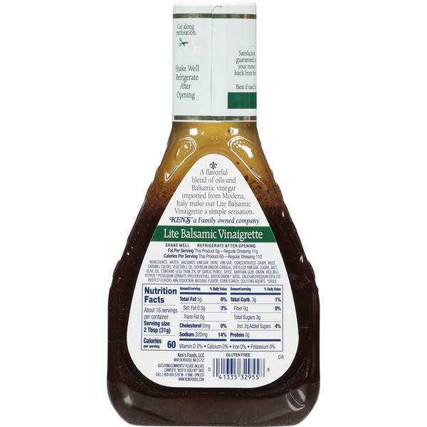 Ken's Steak House Lite Gluten Free Balsamic Vinaigrette Dressing & Marinade