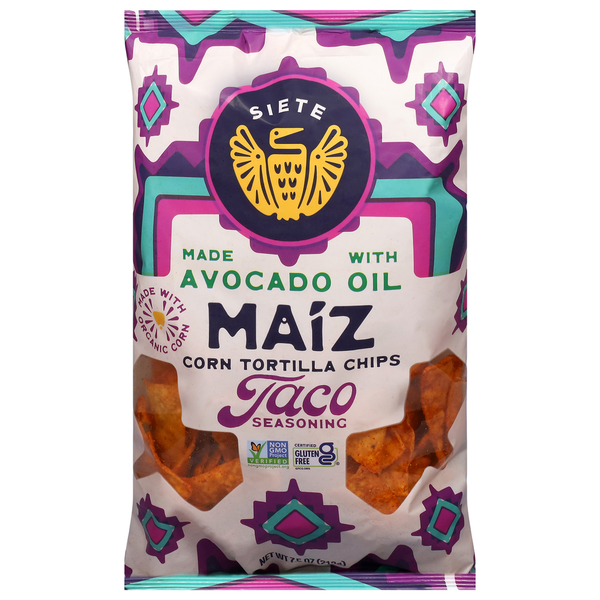 Siete Corn Tortilla Chips, Maiz, Taco Seasoning