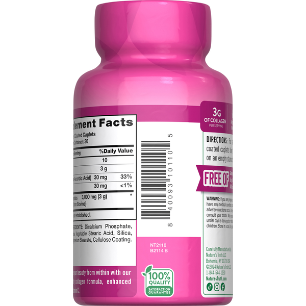 Nature's Truth Hydrolyzed Collagen 3,000 mg plus C, Caplets