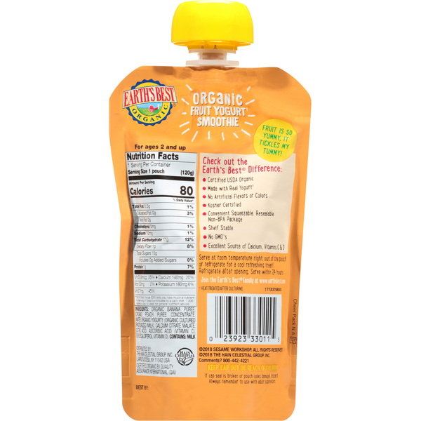 Earth's Best Fruit Yogurt Smoothie, Peach Banana