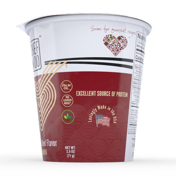 Chef Woo  Braised Beef Ramen Cup Noodle, 20g Protein