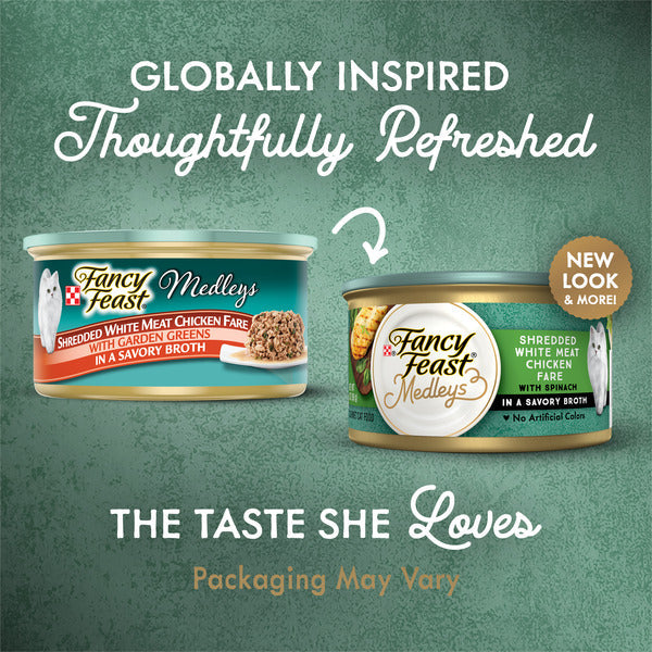 Purina Fancy Feast Broth Wet Cat Food, Medleys Shredded White Meat Chicken Fare With Garden Greens
