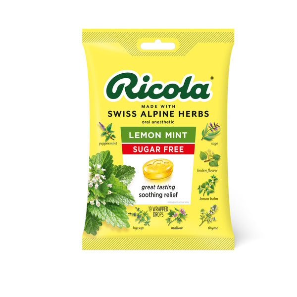 Ricola Sugar Free, Lemon Mint, Throat Drops