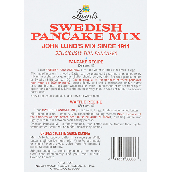 Lund's Pancake Mix, Swedish