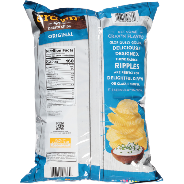 Crav'n Flavor Potato Chips, Original, Ripple