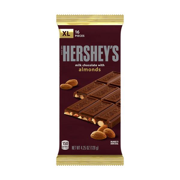 Hershey's Milk Chocolate with Almonds XL, Candy Bar, 4.25 oz (16 Pieces)