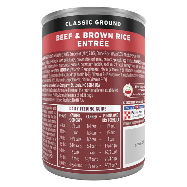 Purina ONE Classic Ground Beef and Brown Rice Entree Adult Wet Dog Food