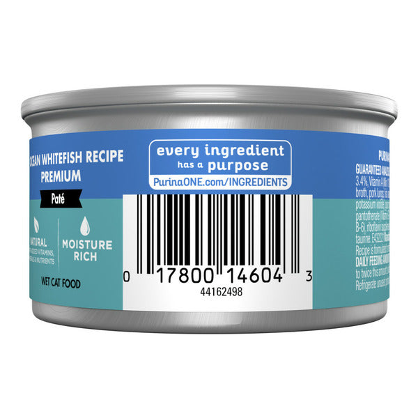 Purina ONE Natural, High Protein, Grain Free Wet Cat Food Pate, Ocean Whitefish Recipe