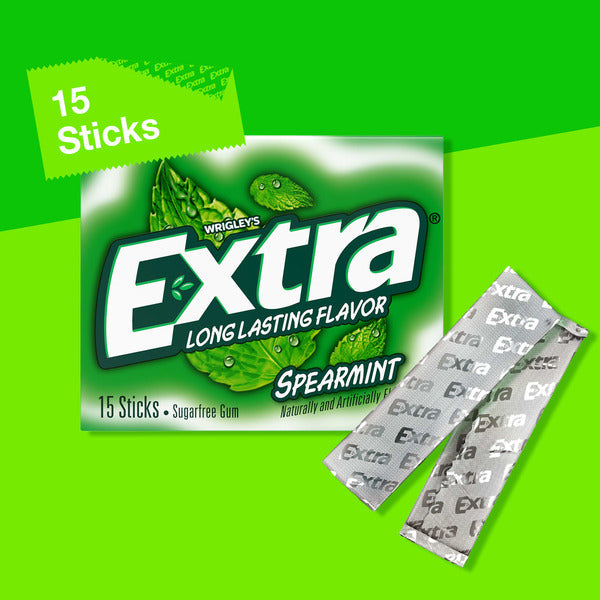 Extra Gum Spearmint Sugar Free Chewing Gum Single Pack Stick