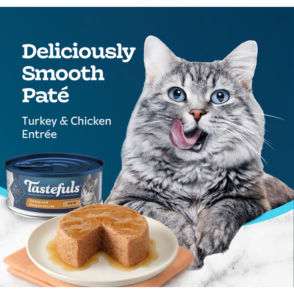 Blue Buffalo Tastefuls Natural Pate Wet Cat Food, Turkey & Chicken Entrée