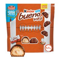 Kinder Bueno Mini, Milk Chocolate and Hazelnut Cream, Individually Wrapped Chocolate Bars, Share Size, 5.7 oz