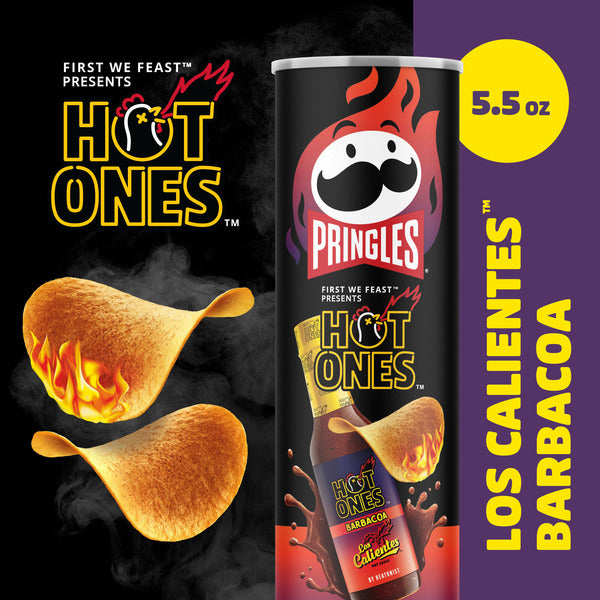 Pringles Hot Ones Barbacoa Potato Crisps Chips, Spicy Snacks, 5.5 oz