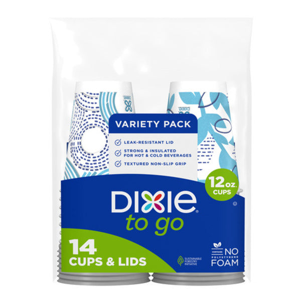 Dixie Paper Coffee Cups & Lids, 12oz Disposable Hot Cups (Variety Pack)