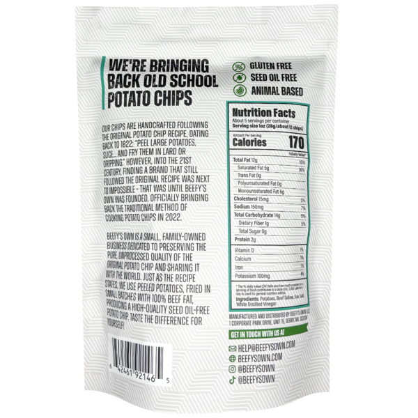 Beefy's Own Beef Tallow Potato Chips (Salt & Vinegar)