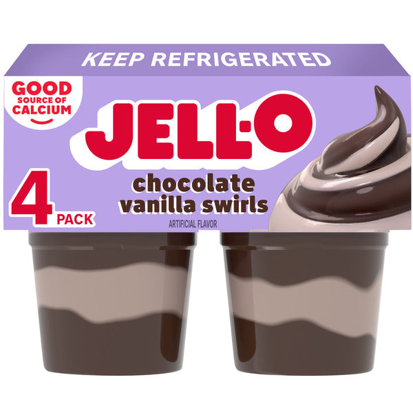 Jell-O Original Chocolate Vanilla Swirls Refrigerated Pudding Cup Snacks