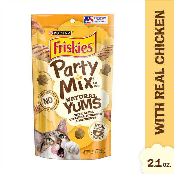 Purina Friskies Natural Cat Treats, Party Mix Natural Yums With Real Chicken & Vitamins, Minerals & Nutrients