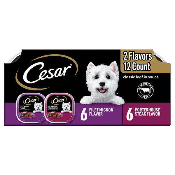 Cesar Filet Mignon Flavor & Porterhouse Steak Classic Loaf in Sauce Variety Pack