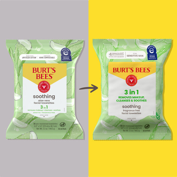 Burt's Bees Soothing, Fragrance Free Facial Towelettes, Sensitive Skin, 99% Natural Origin