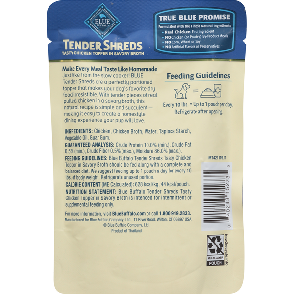 Blue Buffalo Natural Tasty Chicken Topper in Savory Broth Dog Food Complement