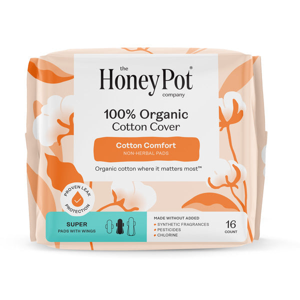 The Honey Pot Company 100% Organic Cotton Comfort Cover Super Pads