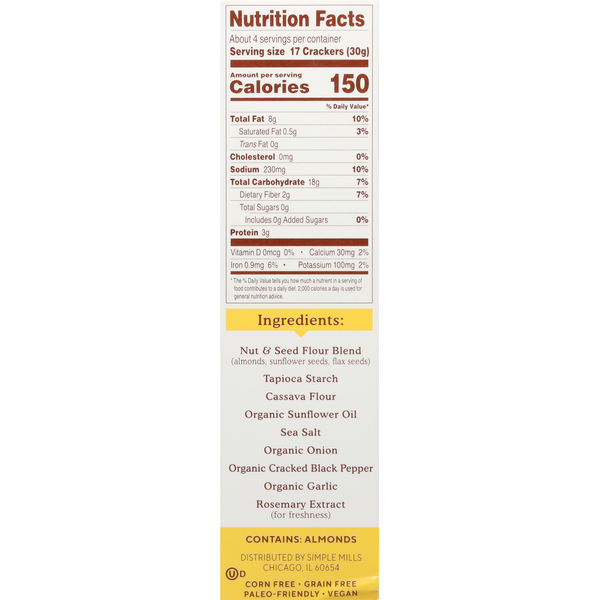 Simple Mills  Almond Flour Crackers, Cracked Black Pepper