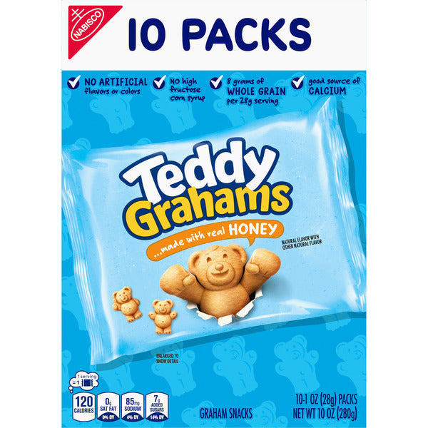 TEDDY GRAHAMS Honey Graham Snacks, Kids Snack Packs 10 oz