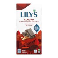 LILY'S Almond Dark Chocolate Style No Sugar Added, Sweets Bar, 3 oz