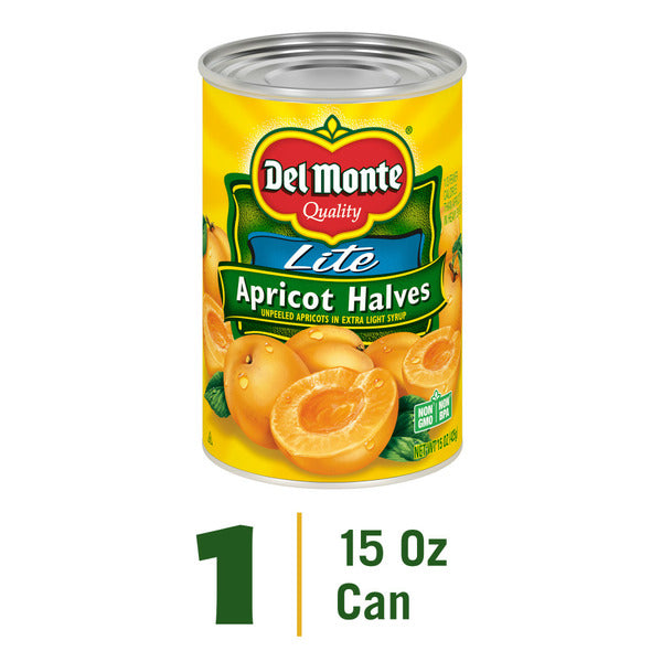 Del Monte Lite Apricot Halves in Extra Light Syrup, Canned Fruit
