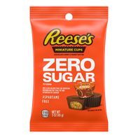 Reese's Zero Sugar Miniatures Chocolate Peanut Butter Cups, Candy Bag, 3 oz